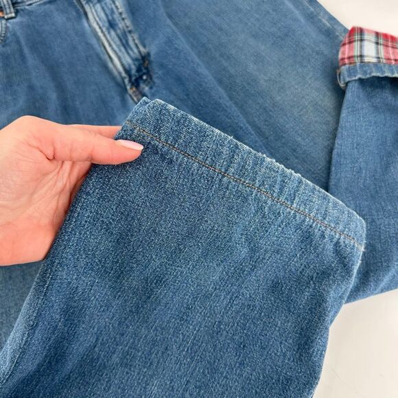 *Vintage Y2K Gap Loose Fit Plaid Flannel Lined Jeans Chore Worn Size 22 SHORT - Picture 8 of 15
